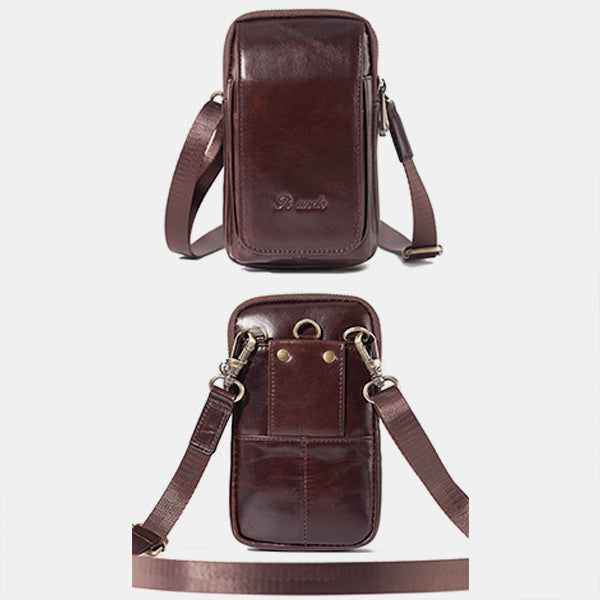 Echtes Leder Multifunktionale Gürtelschlaufe Tasche Telefon Tasche Umhängetasche