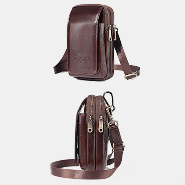 Echtes Leder Multifunktionale Gürtelschlaufe Tasche Telefon Tasche Umhängetasche