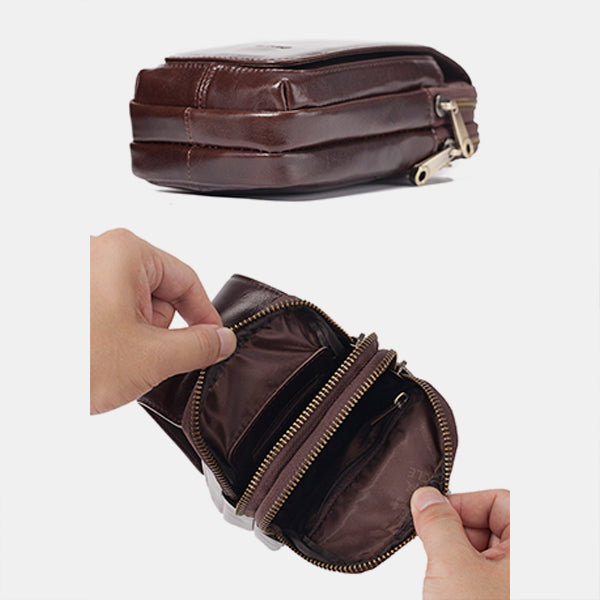 Echtes Leder Multifunktionale Gürtelschlaufe Tasche Telefon Tasche Umhängetasche