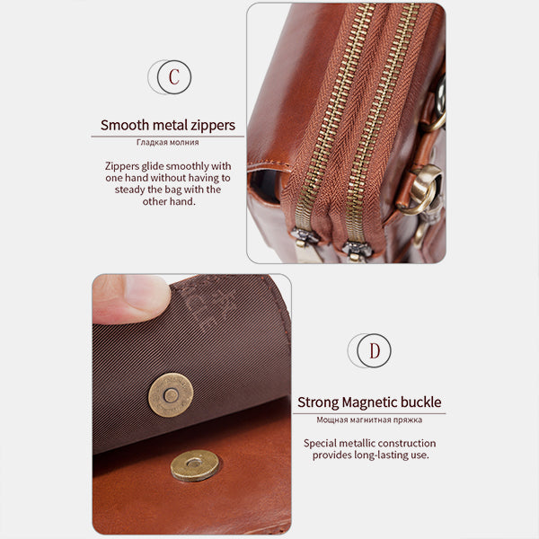 Echtes Leder Multifunktionale Gürtelschlaufe Tasche Telefon Tasche Umhängetasche