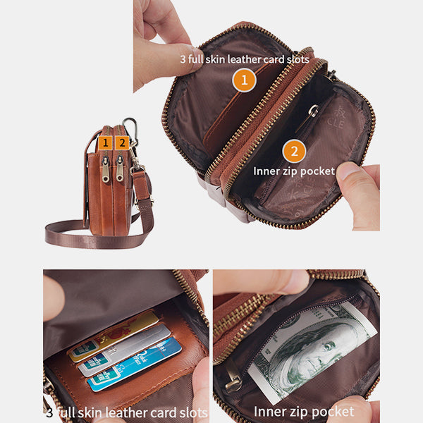 Echtes Leder Multifunktionale Gürtelschlaufe Tasche Telefon Tasche Umhängetasche