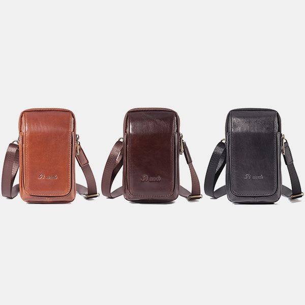 Echtes Leder Multifunktionale Gürtelschlaufe Tasche Telefon Tasche Umhängetasche