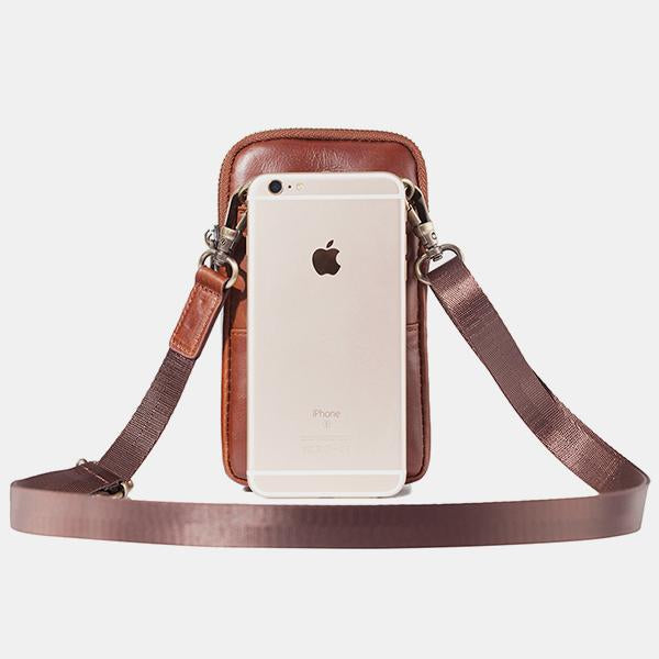 Echtes Leder Multifunktionale Gürtelschlaufe Tasche Telefon Tasche Umhängetasche