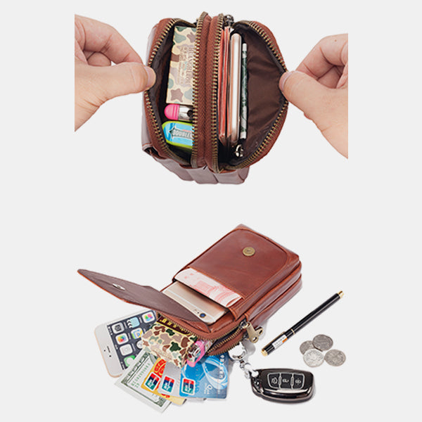 Echtes Leder Multifunktionale Gürtelschlaufe Tasche Telefon Tasche Umhängetasche