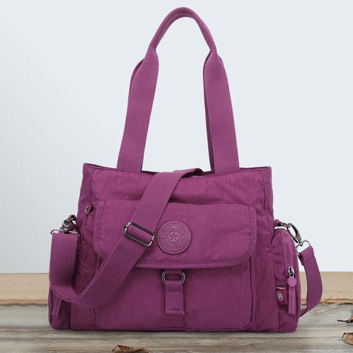 Damen Umhängetasche, leichte Schultertasche aus Nylon mit mehreren Taschen und Reißverschluss