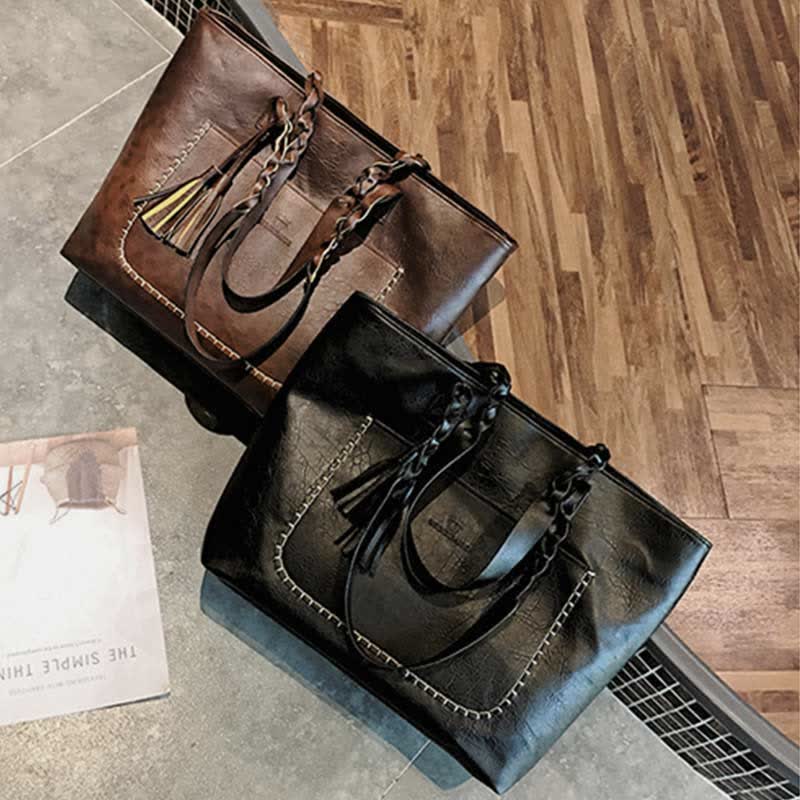 Große Kapazität Business Büro Handtasche Damen weiche PU Quaste Tote Schultertasche