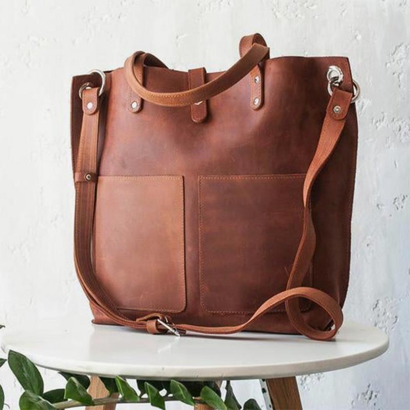 Vintage Ölwachs Leder Crossbody Schultertasche Arbeit Totes für Frauen Geldbörse Handtasche