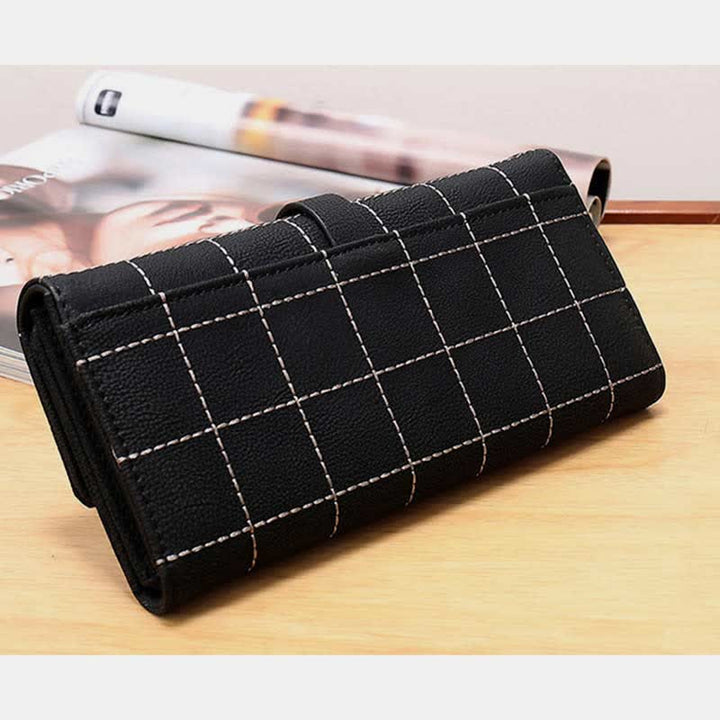 Multi-Slot Fashion Damen Leder Geldbörse Trifold Lange Geldbörse Kartenhalter