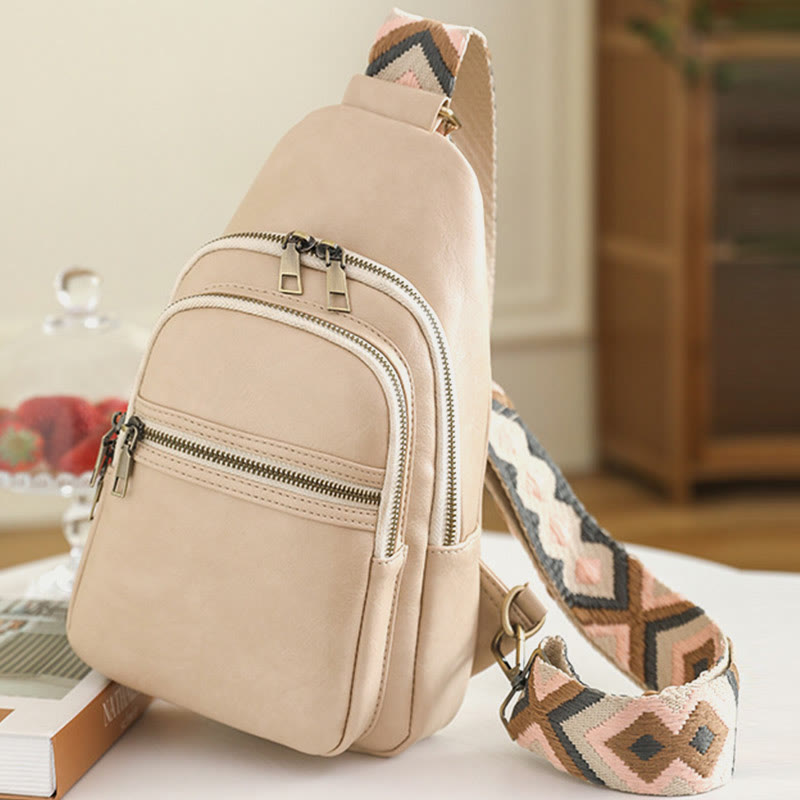 Schultertasche für Damen, breite Riemen, Retro-Umhängetasche aus Leder