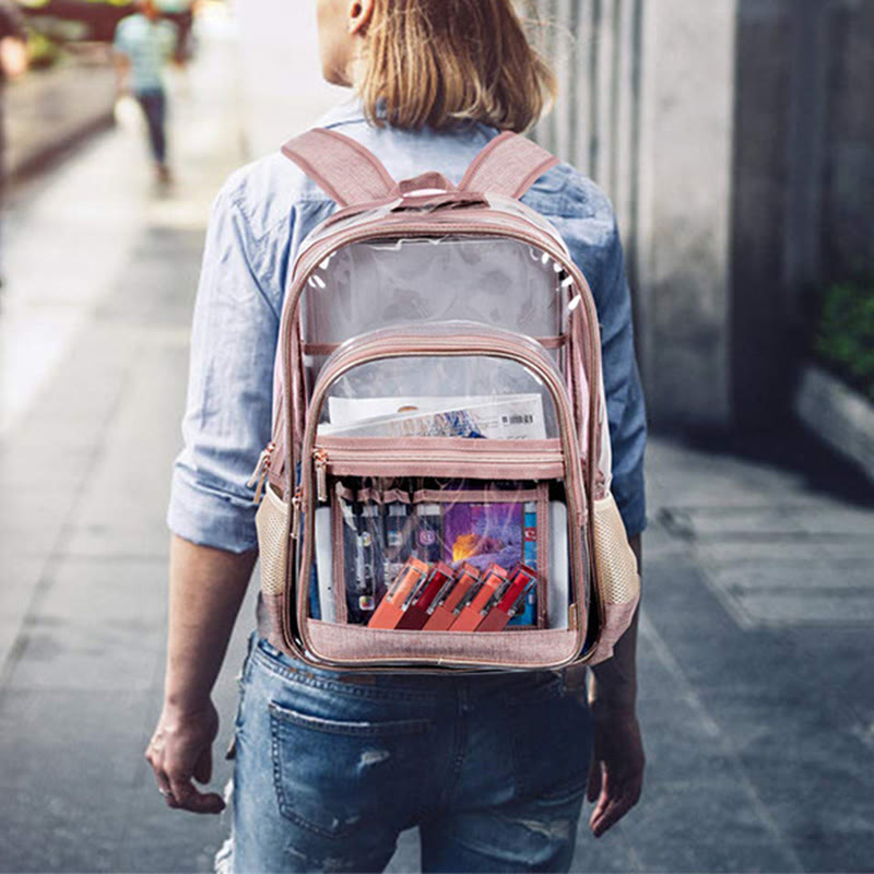 Rucksack für Frauen einfacher PVC transparenter Jelly Teenager Day Pack
