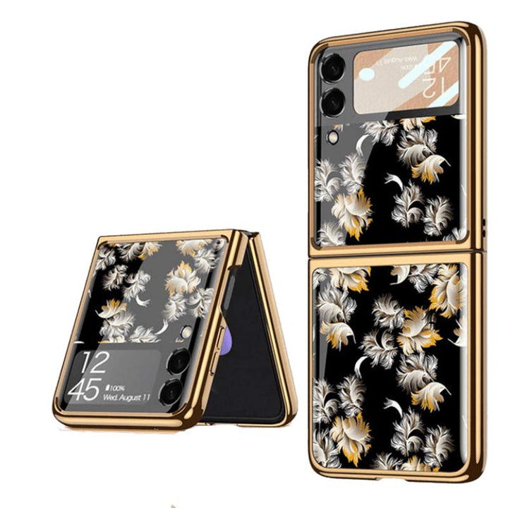 Samsung Galaxy Z Flip 3 Hülle Floral Premium Dünn Transparent Hart PC Handyhülle