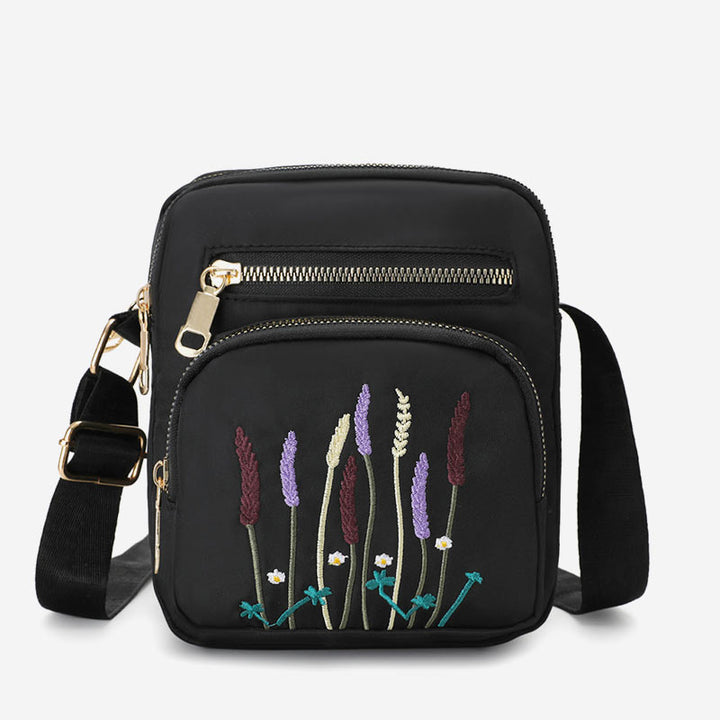 Leichte, wasser- und reißfeste Umhängetasche für Damen mit mehreren Taschen und Stickereien