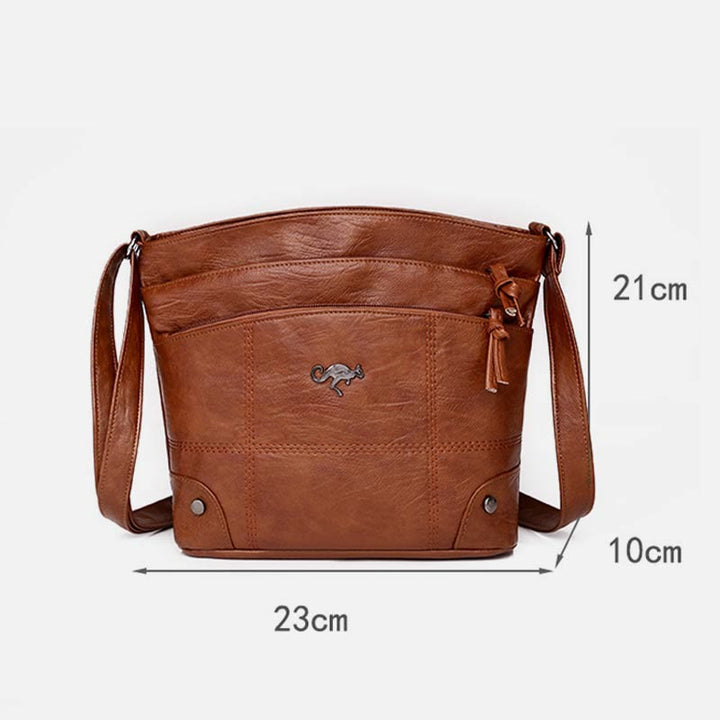 Minimalistische Kunstleder Geldbörse Dreilagig Vintage Damen Umhängetasche