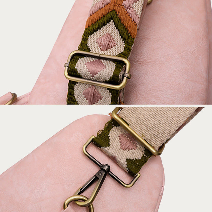 Schultertasche für Damen, breite Riemen, Retro-Umhängetasche aus Leder