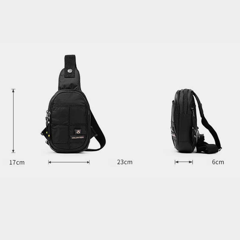Outdoor-Sport-Sling-Brusttasche aus Segeltuch mit Doppelreißverschluss, für Reisen und Wandern