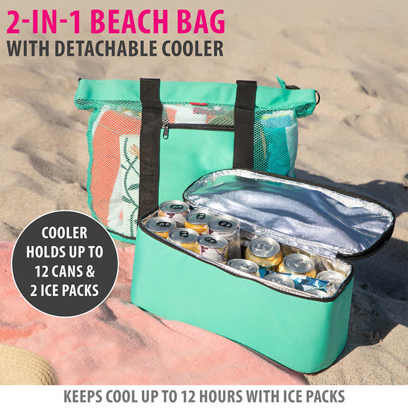 Strandtasche mit großer Kapazität, wasserdicht, sanddicht, Pooltasche mit Kühlfach