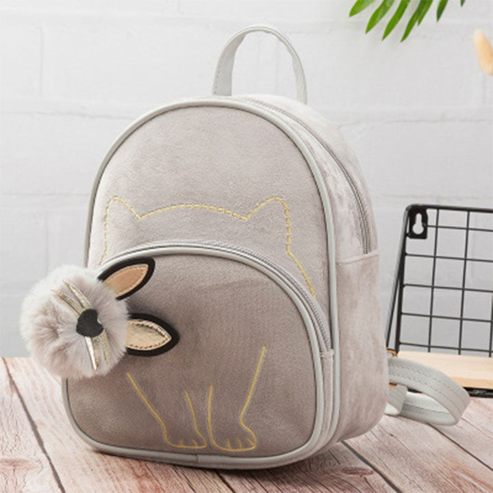 Mini-Rucksack mit aufgesticktem Katzenmuster