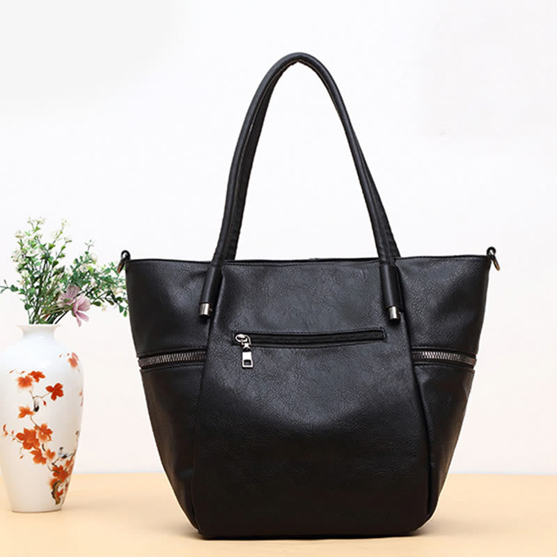 Tragetasche für Damen, Vintage, große Kapazität, Handtasche aus PU-Leder