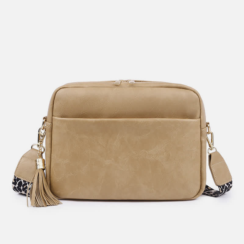 Umhängetasche für Damen, Retro-Tasche mit Quaste, PU-Leder