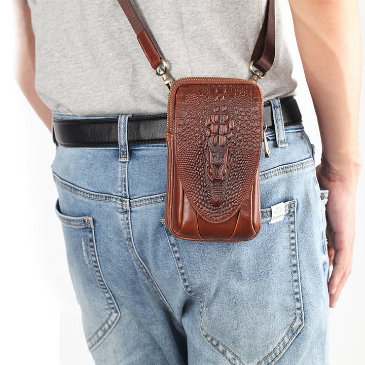 Handytasche aus Leder für Herren, langlebig, multifunktional, zum Tragen auf dem Gürtel, Hüfttasche