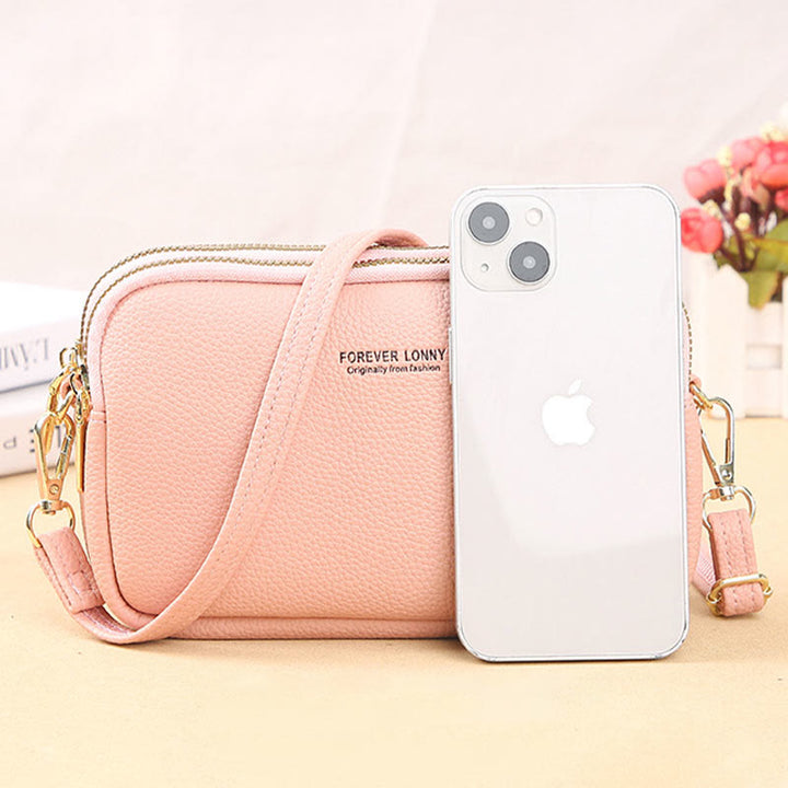Handytasche mit drei Fächern für Damen, große Umhängetasche