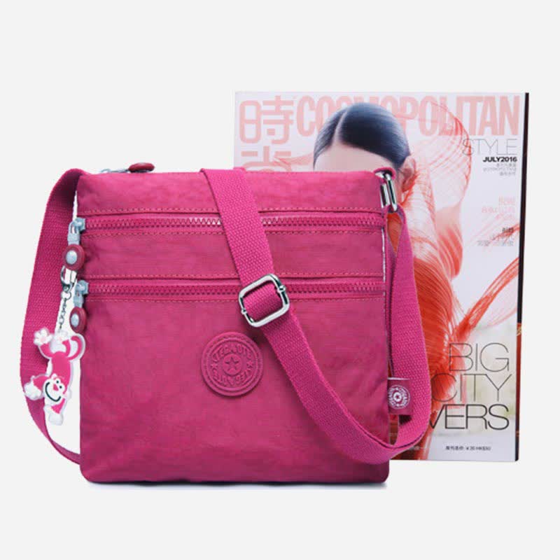 Leichte kleine Crossbody-Tasche mit Dreifach-Reißverschluss, Schultertasche für Damen