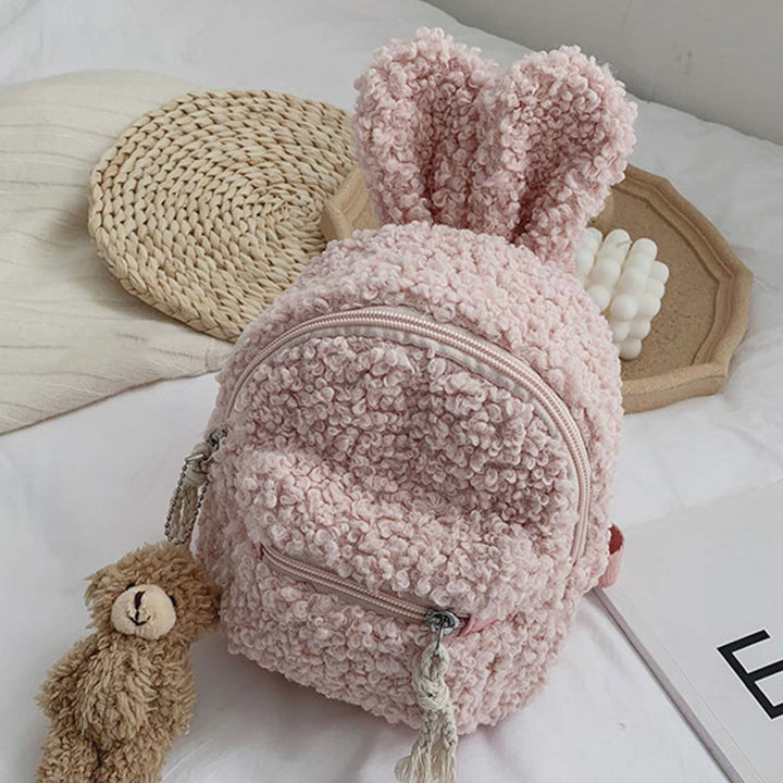 Multi-Trage-Rucksack für Babys/Kleinkinder mit Kaninchenohren aus Plüsch, Mini-Rucksack für Jungen und Mädchen