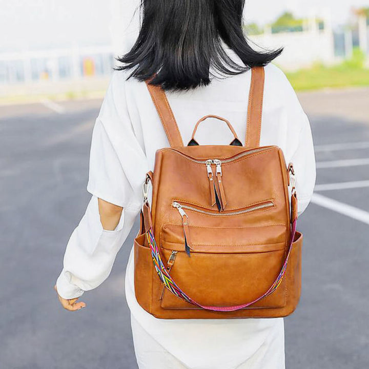 Großer Schulrucksack aus Leder