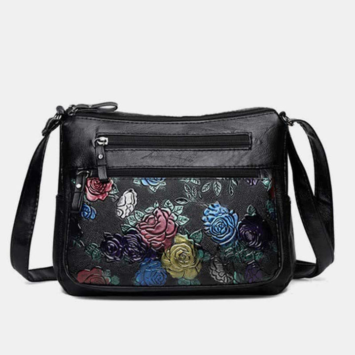 Damen Umhängetasche mit mehreren Taschen und Blumenmuster, geräumige Schulterhandtasche, Geldbörse