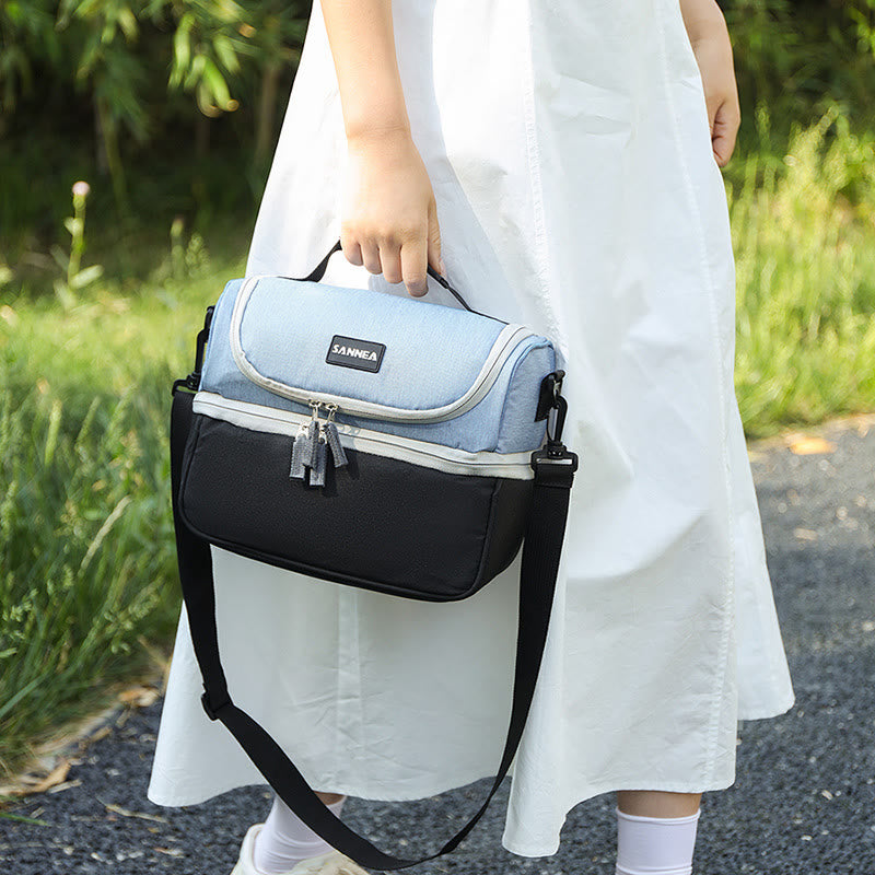 Kühltasche für Ausflüge, doppellagige Isolierung, Umhängetasche, Picknicktasche