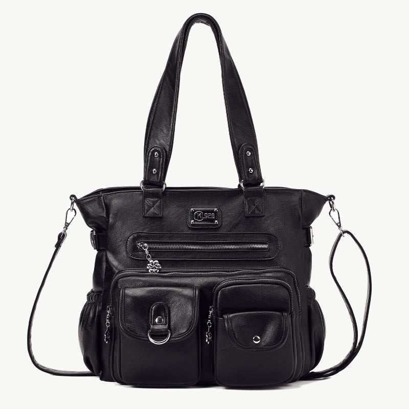 Große Umhängetasche für Damen mit mehreren Taschen und zwei Verwendungsmöglichkeiten