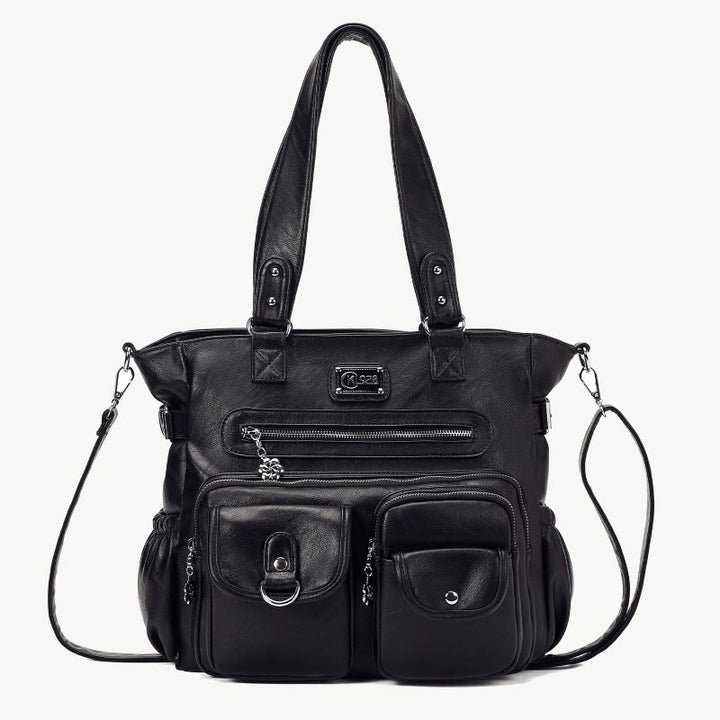 Große Umhängetasche für Damen mit mehreren Taschen und zwei Verwendungsmöglichkeiten