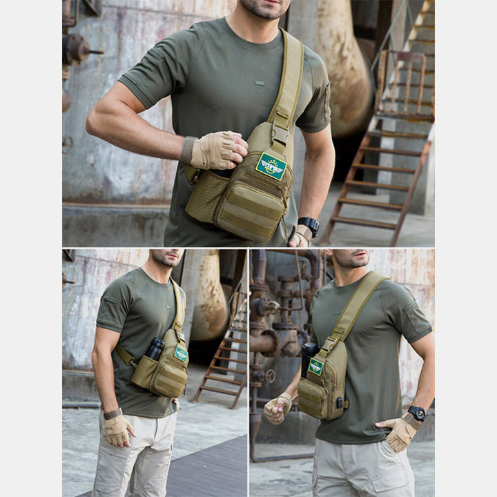 Taktische, militärische, leichte Schultertasche mit mehreren Taschen und USB-Ladeanschluss
