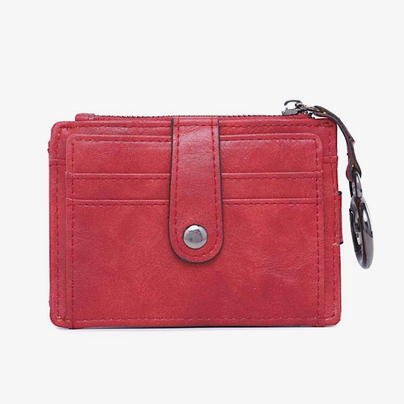 Schlankes Kartenetui, Vordertasche, Geldbörse, Kreditkartenhalter für Damen, mit Schlüsselanhänger