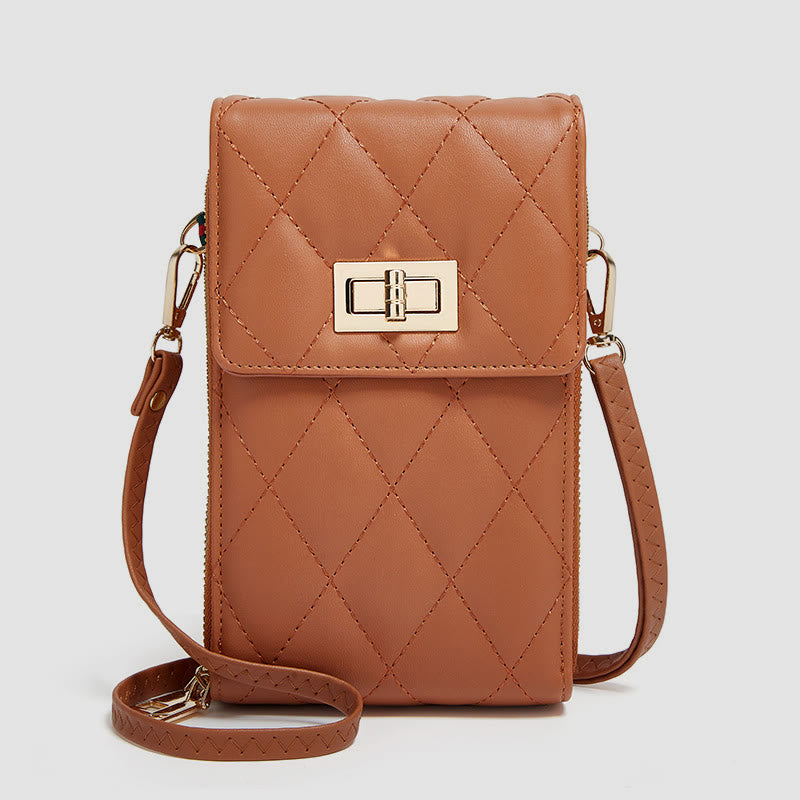 Handytasche für Damen, einfarbig, schmale Umhängetasche, Münzgeldbörse