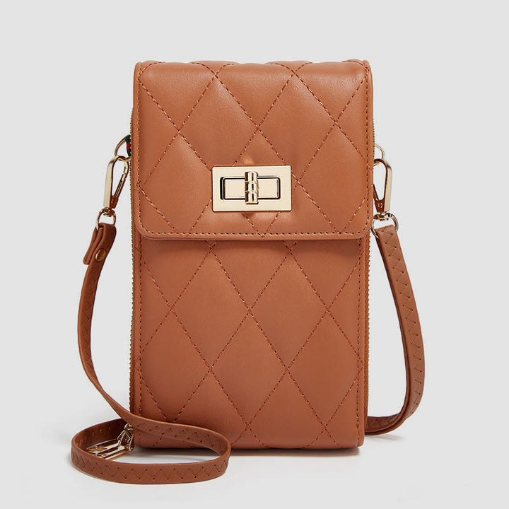 Handytasche für Damen, einfarbig, schmale Umhängetasche, Münzgeldbörse