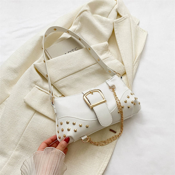 Umhängetasche für Damen, Nieten, Punk, einfarbig, Partytasche