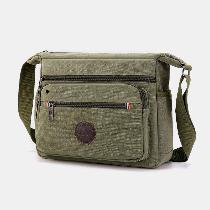 Vintage Messenger Bag aus Canvas mit großem Fassungsvermögen 