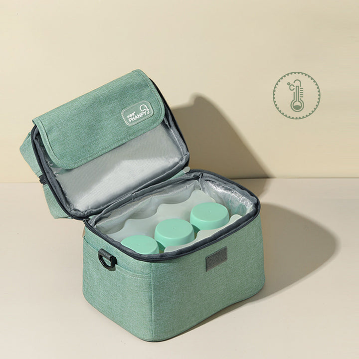 Isolierte Babyflaschentasche, Mamatasche, Kühltasche für Muttermilch mit konturiertem Eisbeutel
