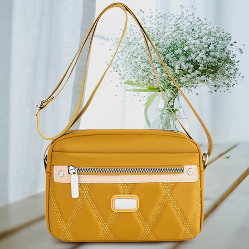Wasserdichte Umhängetasche für Damen, Doppelreißverschluss, Nylon, Handtasche, Schultertasche