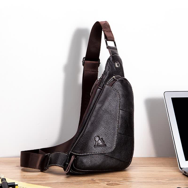 Vintage Leder Crossbody Sling Rucksack Brusttasche Reise Wandern Daypack