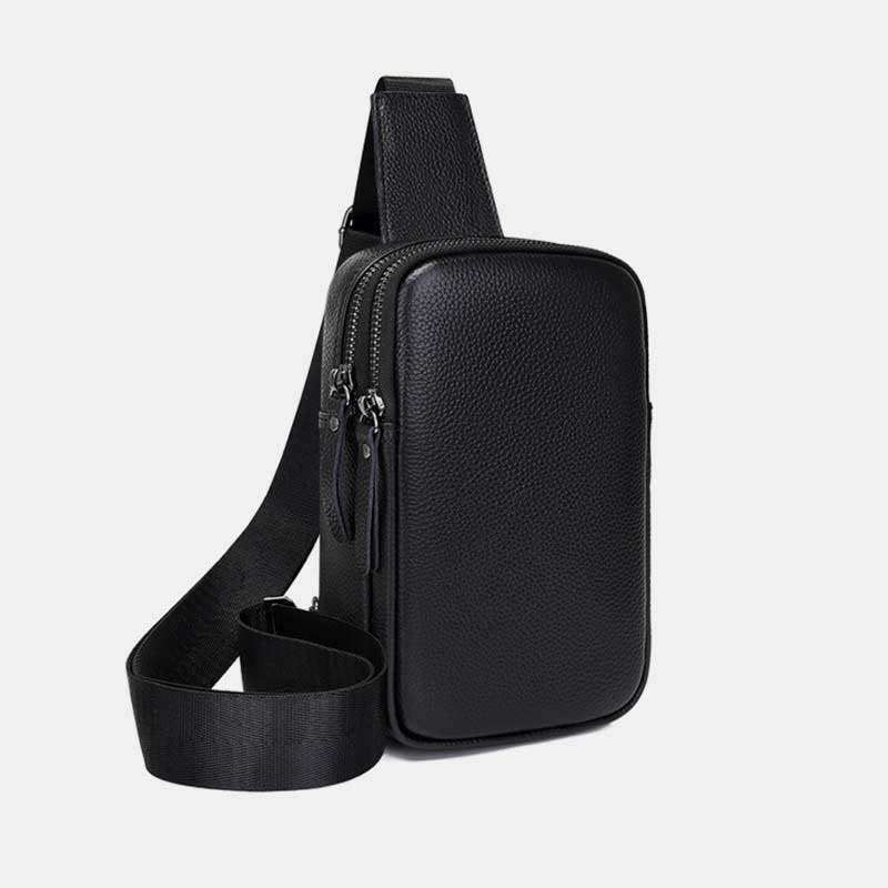 Schultertasche aus echtem Leder mit doppeltem Reißverschluss für Damen, wasserdichte Umhängetasche für Handys