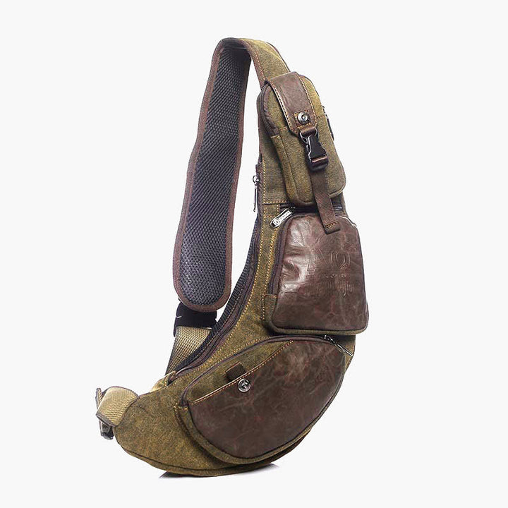 Sling Bag für Herren, sportlich, braun, Vintage-Canvas