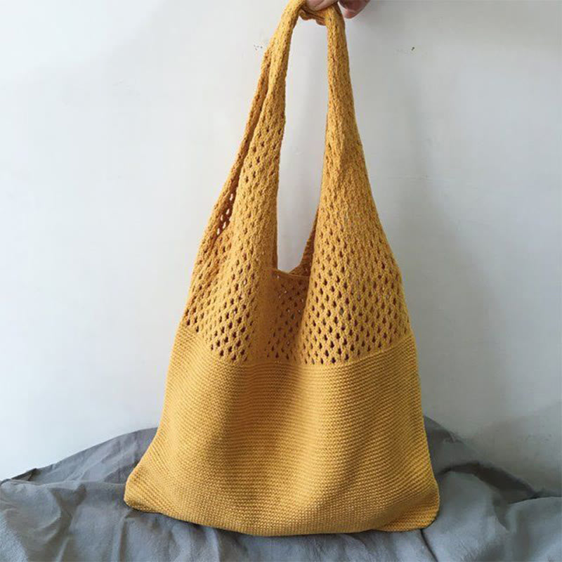 Einkaufstasche für Frauen im ethnischen Stil aus Wolle gestrickte Schultertasche