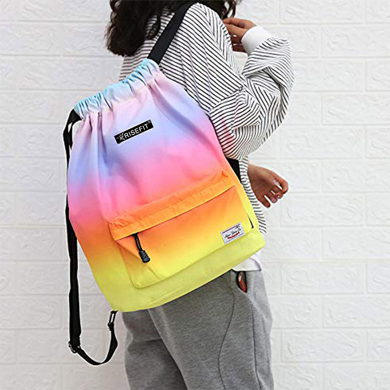 Wasserdichter Nylon-Rucksack mit großer Kapazität und Kordelzug für Sport, Schwimmen, Yoga