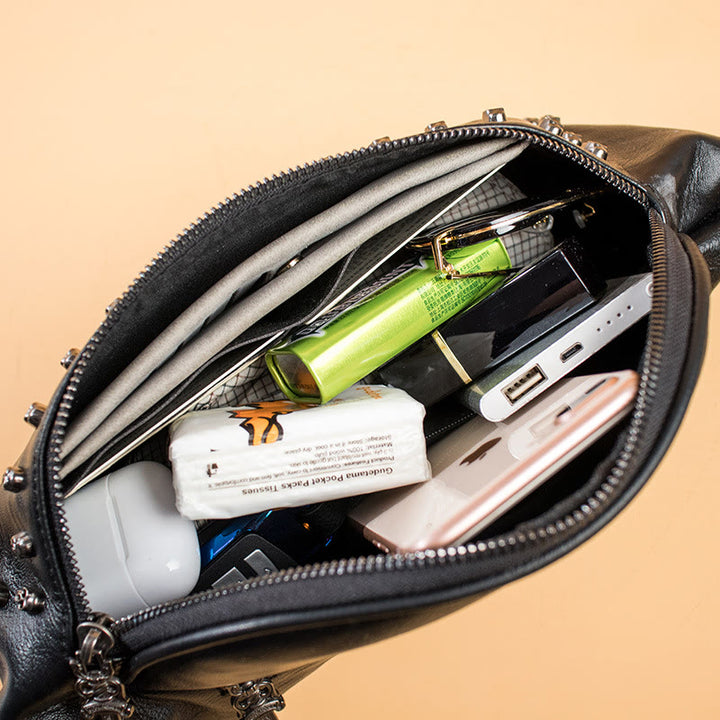 Gürteltasche für Damen und Herren, große Gürteltasche mit Totenkopf-Dekor