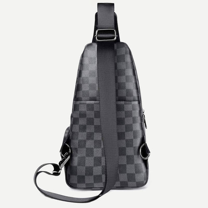 Lässiger Tagesrucksack aus Leder, Schultertasche, Brusttasche mit USB-Ladeanschluss