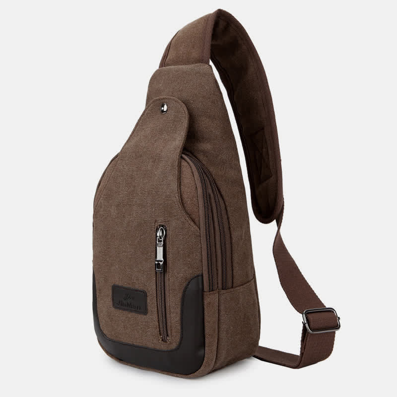 Schultertasche aus Segeltuch für Herren, für Outdoor-Reisen, Camping, Brust, Tagesrucksack