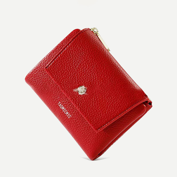 Mini-Geldbörse für Damen aus PU, zweifach gefaltet, kurze Brieftasche mit mehreren Kartenfächern