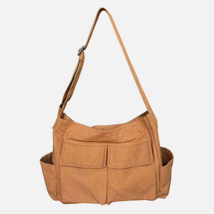 Umhängetasche aus Canvas mit mehreren Taschen für Damen, Retro, leichte Schultertasche